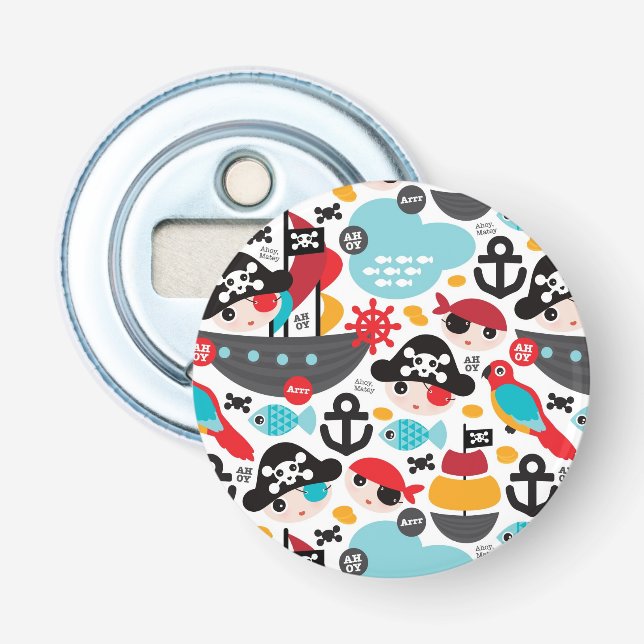 Retro pirates illustration sailing bottle opener (Front)