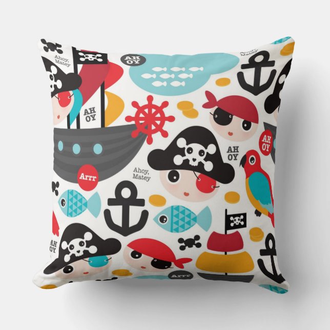 Retro pirates illustration sailing cushion (Front)