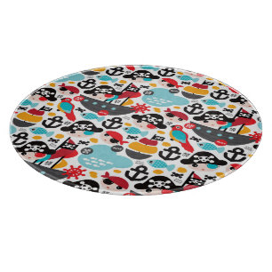 Retro pirates illustration sailing cutting board