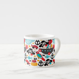 Retro pirates illustration sailing espresso cup