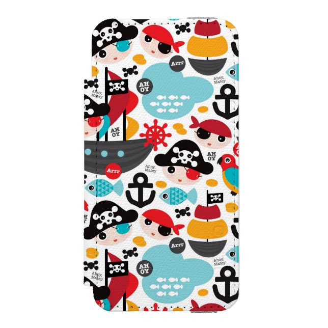 Retro pirates illustration sailing incipio iPhone wallet case (Folio Front)