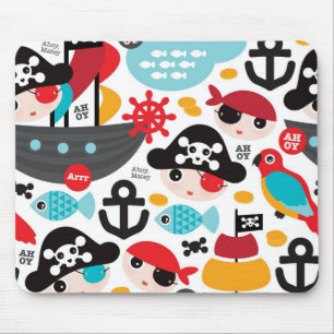 Retro pirates illustration sailing mouse mat