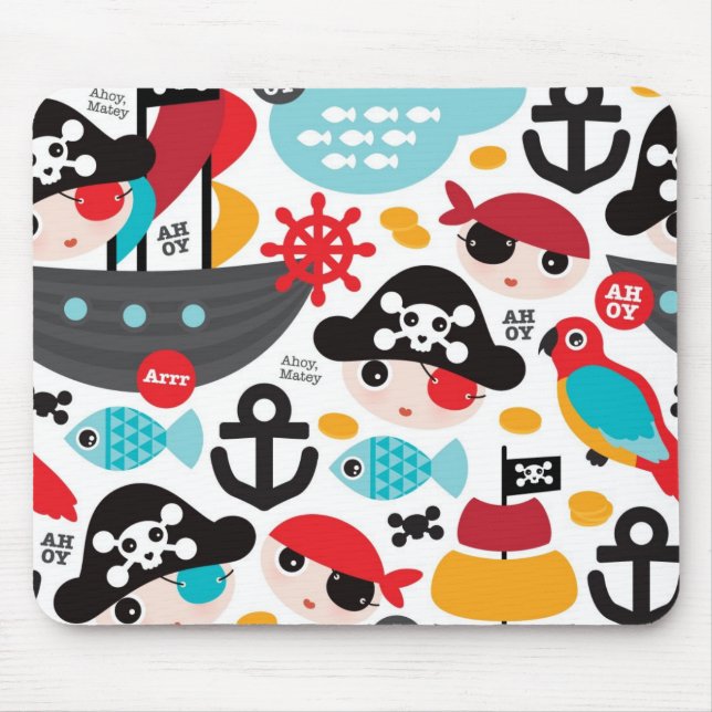 Retro pirates illustration sailing mouse mat (Front)