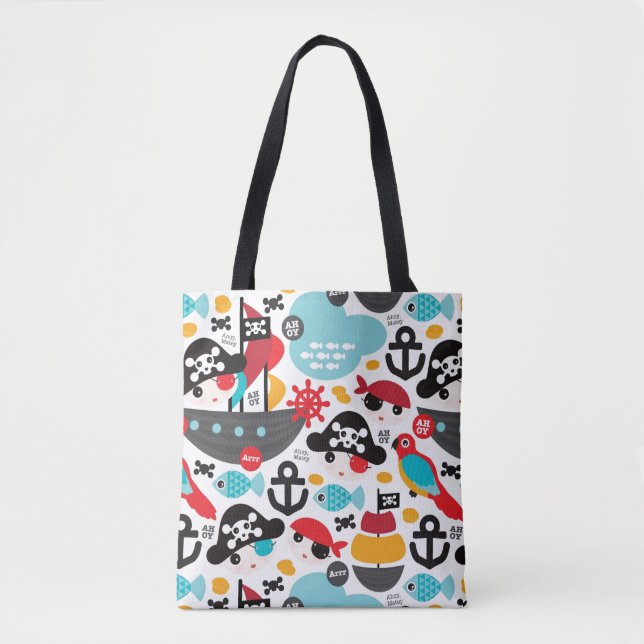 Retro pirates illustration sailing tote bag (Front)