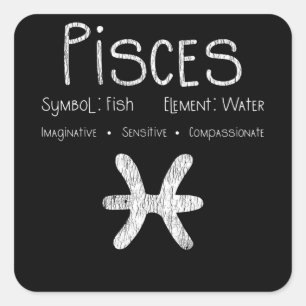 Retro Pisces Zodiac Sign Fish Water Astrology Gift Square Sticker