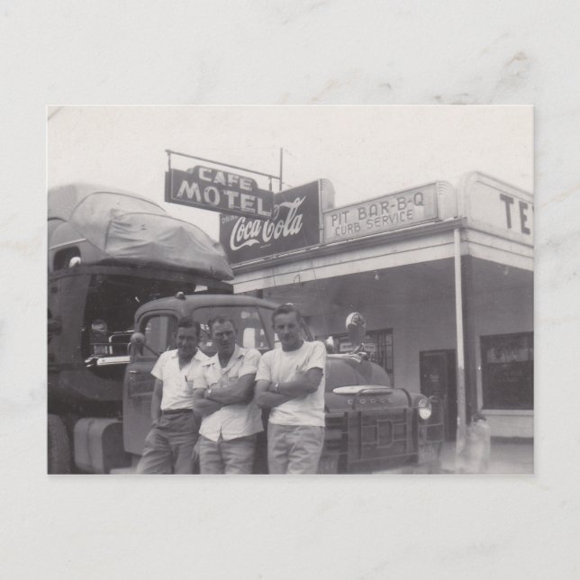 Retro Pit Bar-b-cue sign Truck Driver Cafe Motel Holiday Postcard (Front)