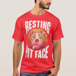 Retro Pitbull Dog Owner Resting Pit Face T-Shirt