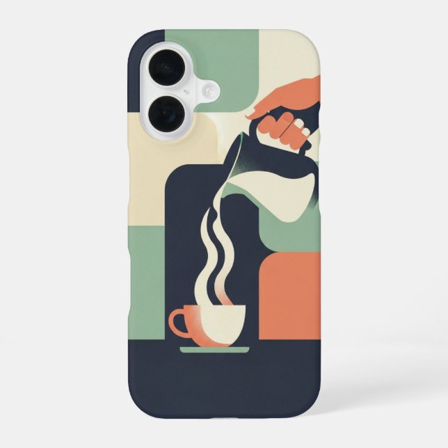 Retro Pitcher Pouring into Cup iPhone 16 Case (Back)