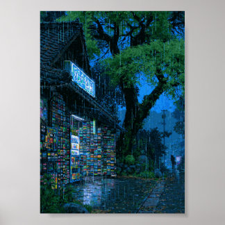 Retro Pixel Art Cyberpunk Wall Poster