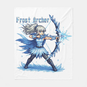 Retro Pixel Art Frost Archer Warrior Fleece Blanket