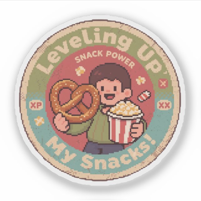 Retro Pixel Art Levelling Up My Snacks Power Desig (Front)