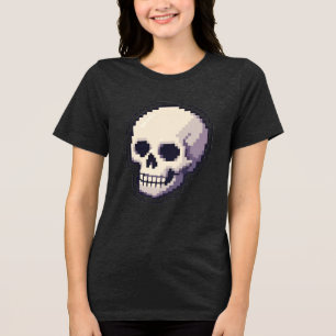Retro Pixel Art Skull Aesthetic Graphic T-Shirt Tri-Blend Shirt