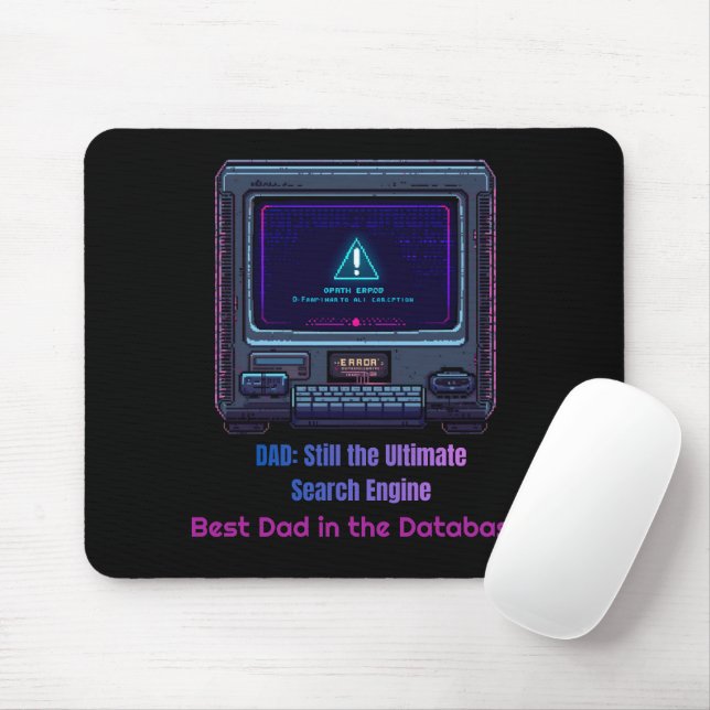 Retro Pixel Art Tech Dad Personalised Gift Mouse Mat (With Mouse)