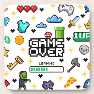 Retro Pixel Gaming Video Gamer Drinks Coaster
