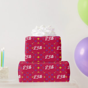 Retro Pixel Geometric Pattern Custom Age Wrapping Paper