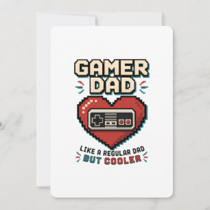 Retro Pixel Heart Controller Gamer Dad Invitation