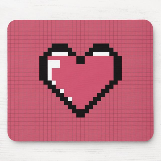 Retro Pixel Heart Gaming Mouse Pad (Front)