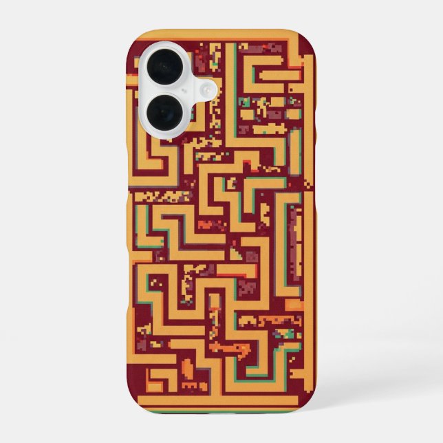 Retro Pixel Maze iPhone 16 Case (Back)