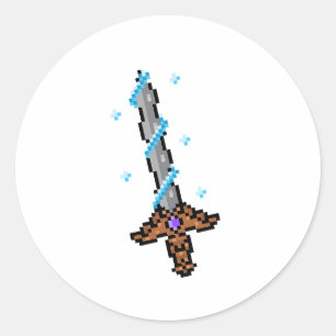 Retro Pixel Sword Classic Round Sticker