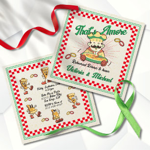 Retro Pizza Box That's Amore Rehearsal Dinner Invitation