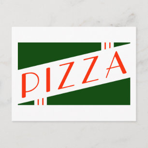 retro pizza party invitation postcard