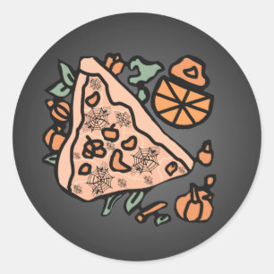 Retro Pizza with a Pumpkin Twist Classic Round Sticker