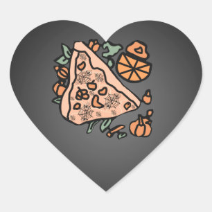 Retro Pizza with a Pumpkin Twist Heart Sticker