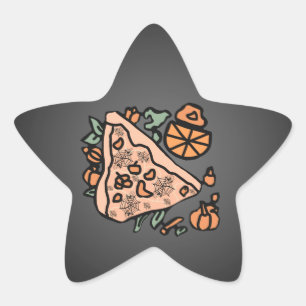 Retro Pizza with a Pumpkin Twist Star Sticker