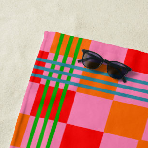 Retro Plaid Beach Towel
