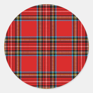 Retro Plaid Classic Round Sticker