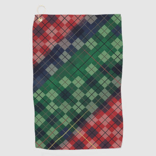 Retro Plaid Pattern- Red, Green, Blue Golf Towel