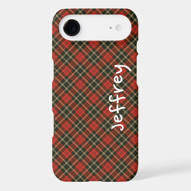 Retro Plaid Red Black Personalised Name (Back)