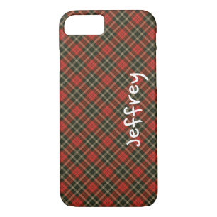 Retro Plaid Red Black Personalised Name iPhone 8/7 Case