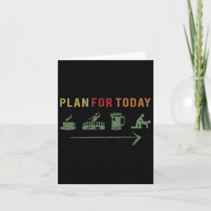 Retro Plan For Today Coffee Bowling Beer Vintage L Card
