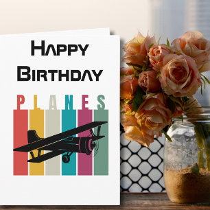 Retro Planes & Aeroplane Flying, Aviation Birthday Holiday Card