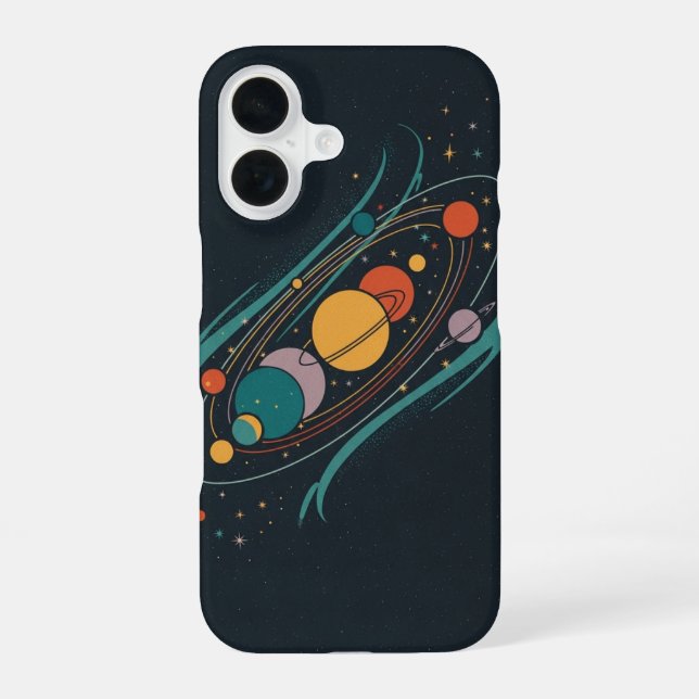 Retro Planet Alignment iPhone 16 Case (Back)