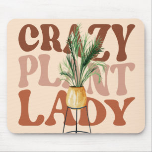 Retro Plant Lady Watercolor Plants Typography Mouse Mat