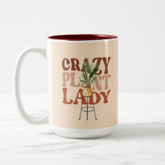 Retro Plant Lady Watercolor Plants Typography Two-Tone Coffee Mug