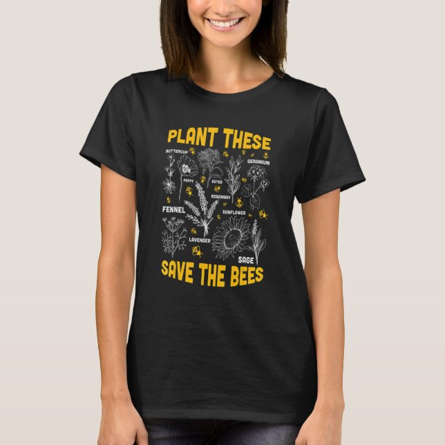 Retro Plant These Trees Beekeeper Beekeeping Save  T-Shirt (Front)