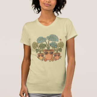 Retro Plants Mum Cool Monstera Plant Illustration T-Shirt