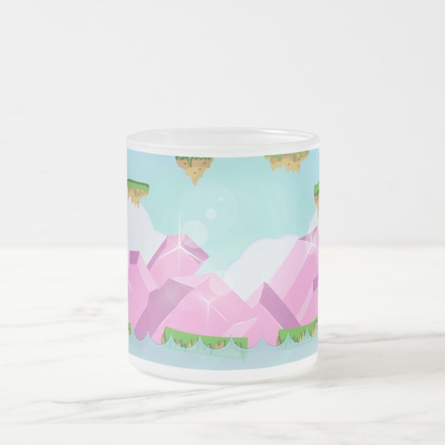Retro Platform Game Frosted Glass Coffee Mug (Center)