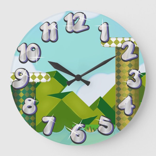 Retro Platform Game Large Clock (Front)