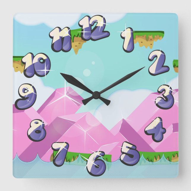 Retro Platform Game Square Wall Clock (Front)