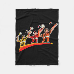 Retro Play Badminton Sport Player Shuttle  Fleece Blanket