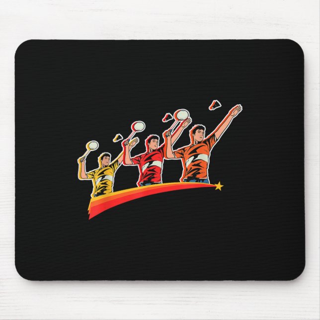 Retro Play Badminton Sport Player Shuttle  Mouse Mat (Front)