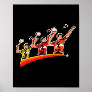 Retro Play Badminton Sport Player Shuttle Poster