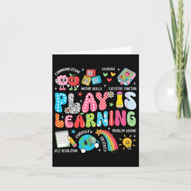 Retro Play Is Learning Kindergarten Teacher Team W Card (Front)