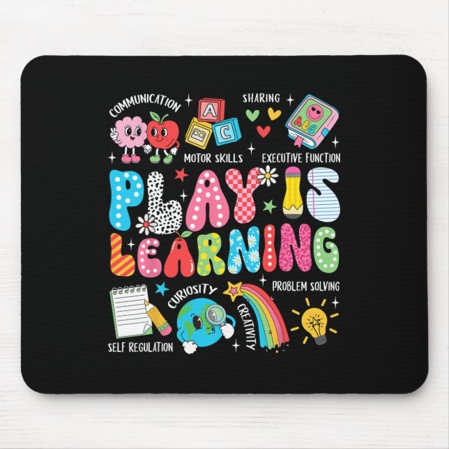 Retro Play Is Learning Kindergarten Teacher Team W Mouse Mat (Front)