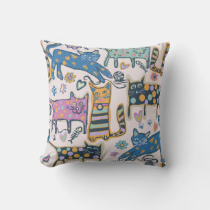 Retro Playful Cats Cushion