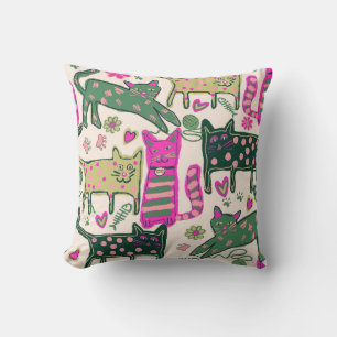 Retro Playful Cats Cushion
